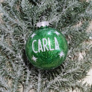 Julekugle med grøn glimmer