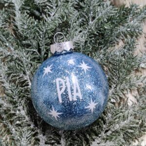 Julekugle med lyseblå glimmer