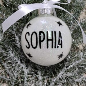 Julekugle med hvid glimmer