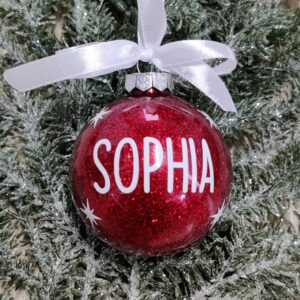 Julekugle med rød glimmer