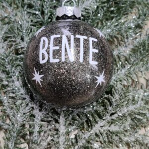 Julekugle med gråsort glimmer