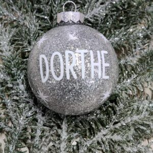 Julekugle med sølv glimmer