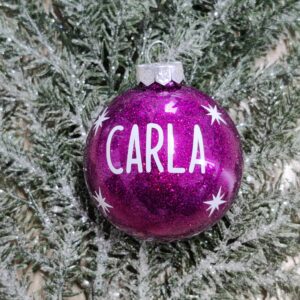 Julekugle med mørkelilla glimmer