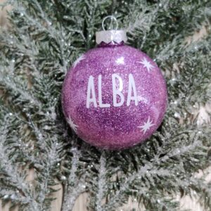 Julekugle med lyslilla glimmer